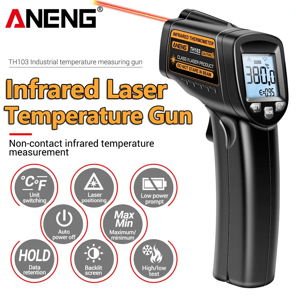 Industrial Laser Temperature Sensor - Pistolet termowizyjny na podczerwień -20°C °