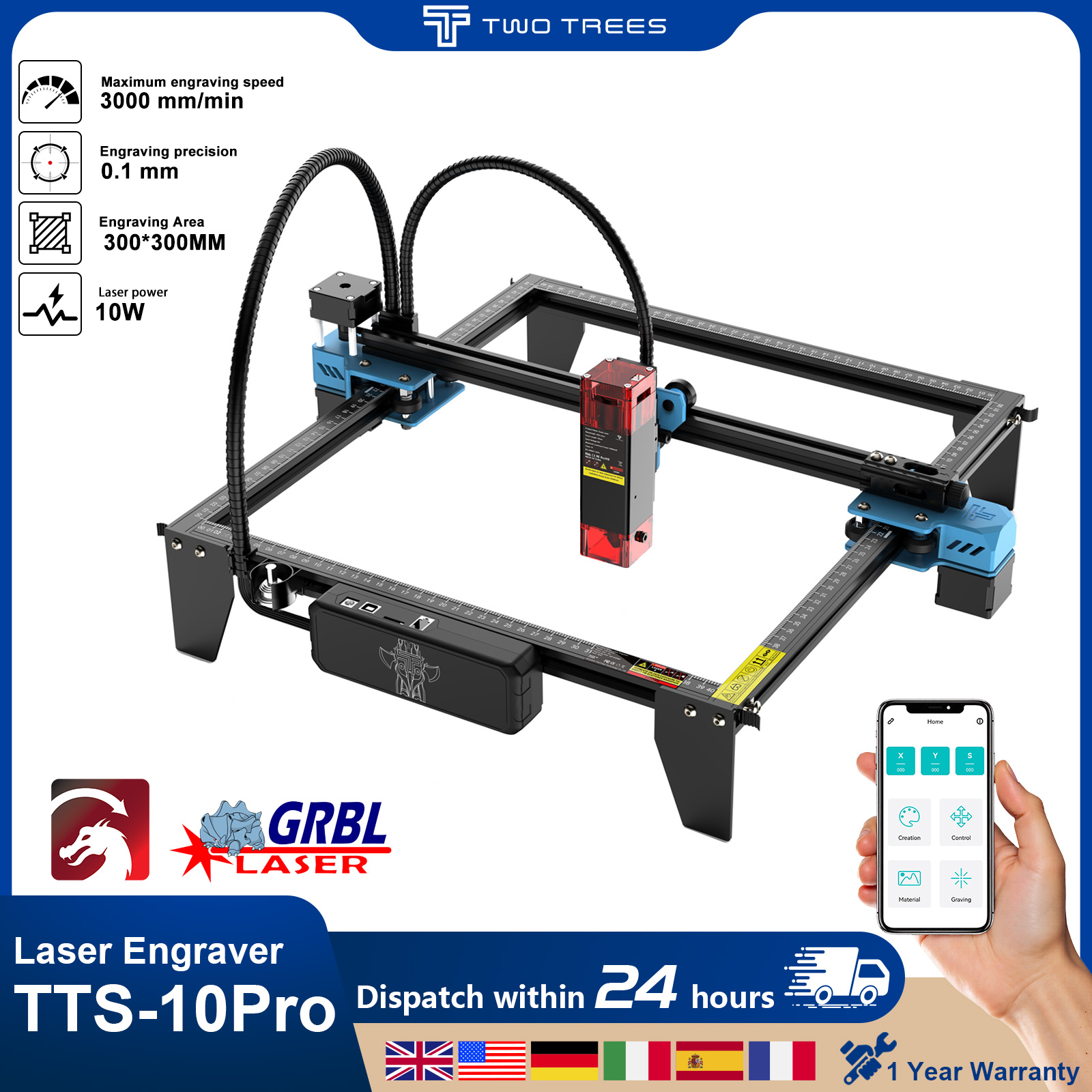 Laserowa grawerka Twotrees TTS – Industrial Laser Printing Machine recenzja i cena