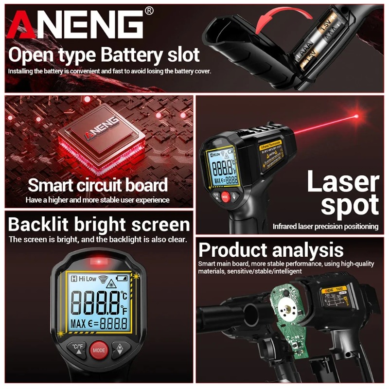 ANENG TH202 Bezdotykowy termom – Industrial Laser Temperature Gun recenzja i cena